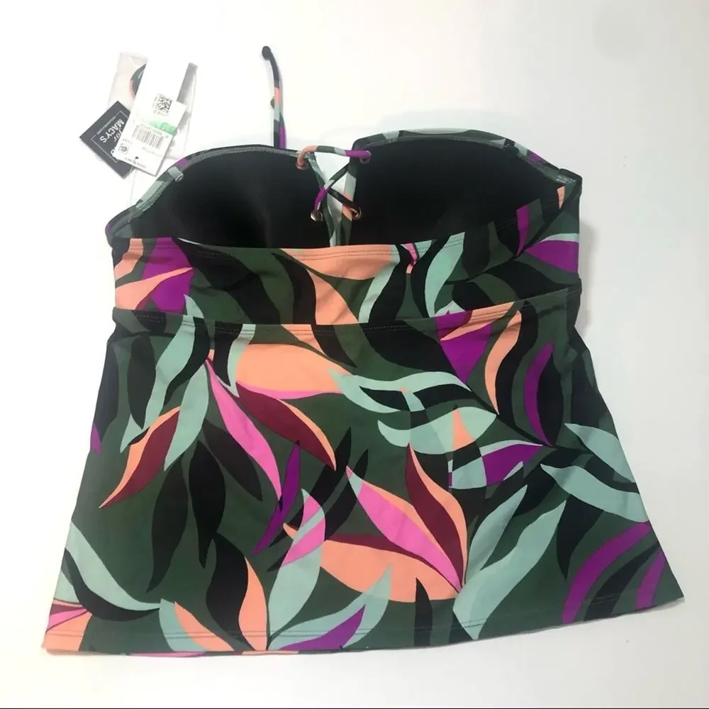 Hula Honey OLIVE MULTI Hyper Tankini Swim Top